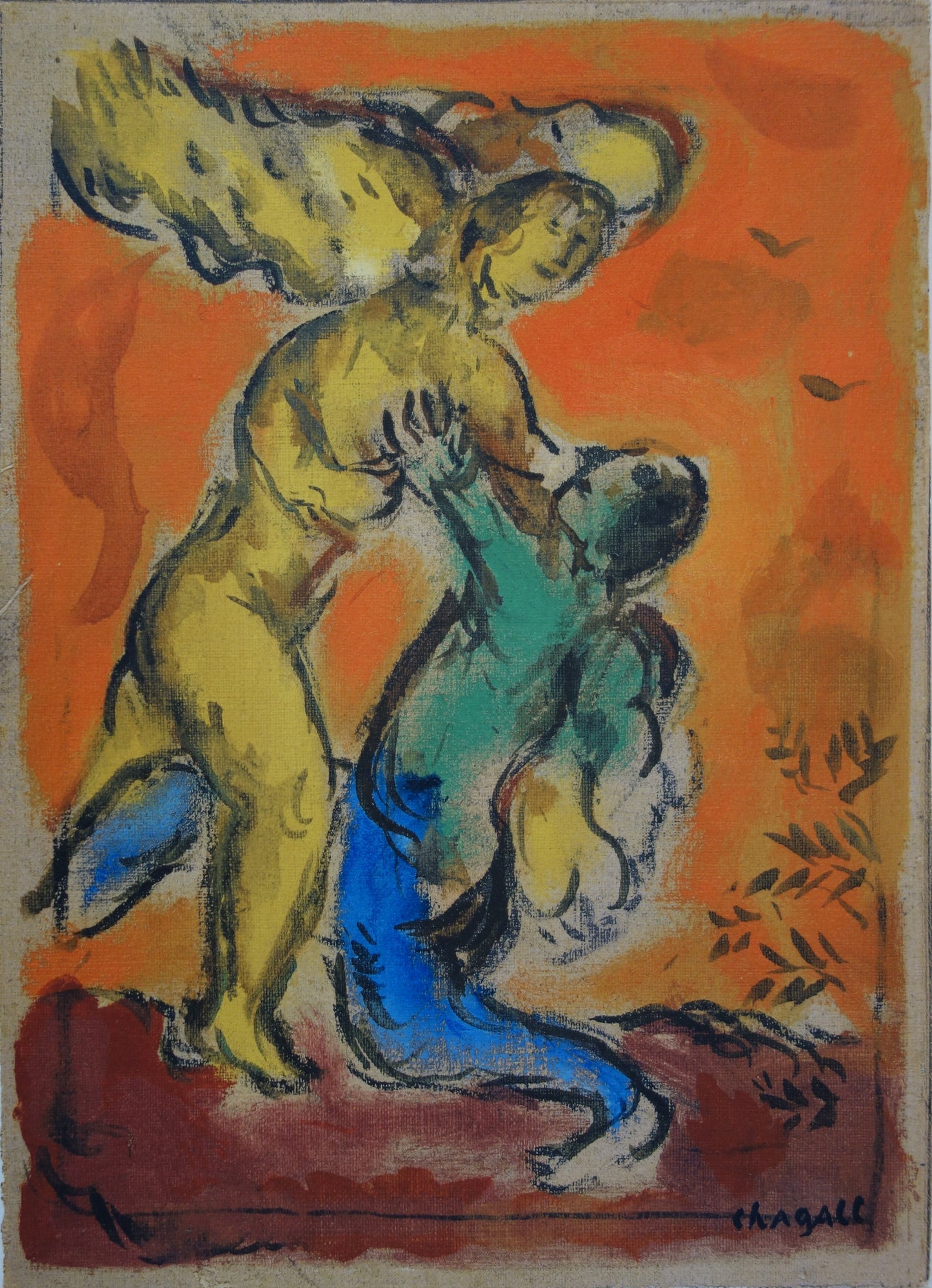 Marc CHAGALL: Jacob's Wrestling with the Angel - Signed Lithograph