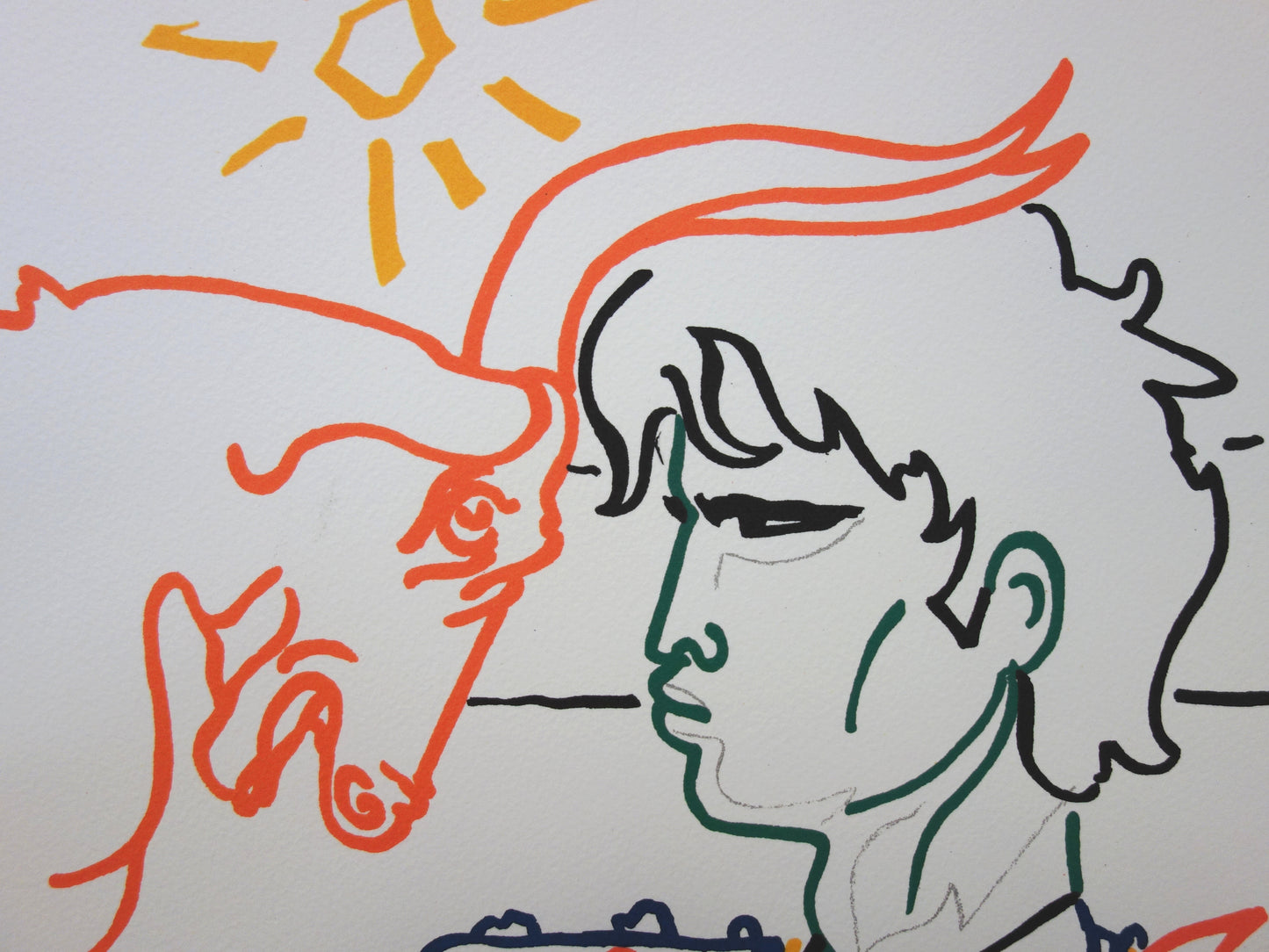 Jean COCTEAU : Face au taureau - Lithographie signée