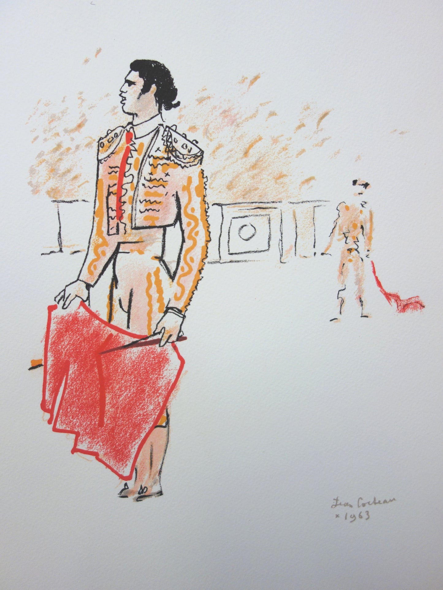 Jean COCTEAU : Le toréador et sa muleta - Lithographie signée