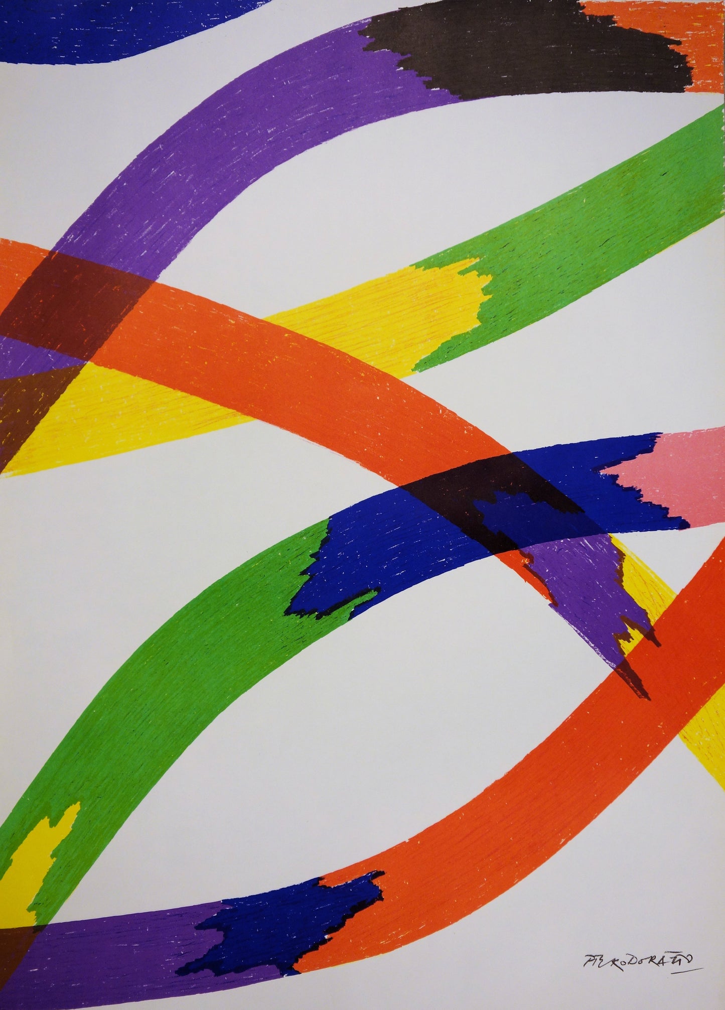 Piero DORAZIO : Rubans colorés - Lithographie originale signée