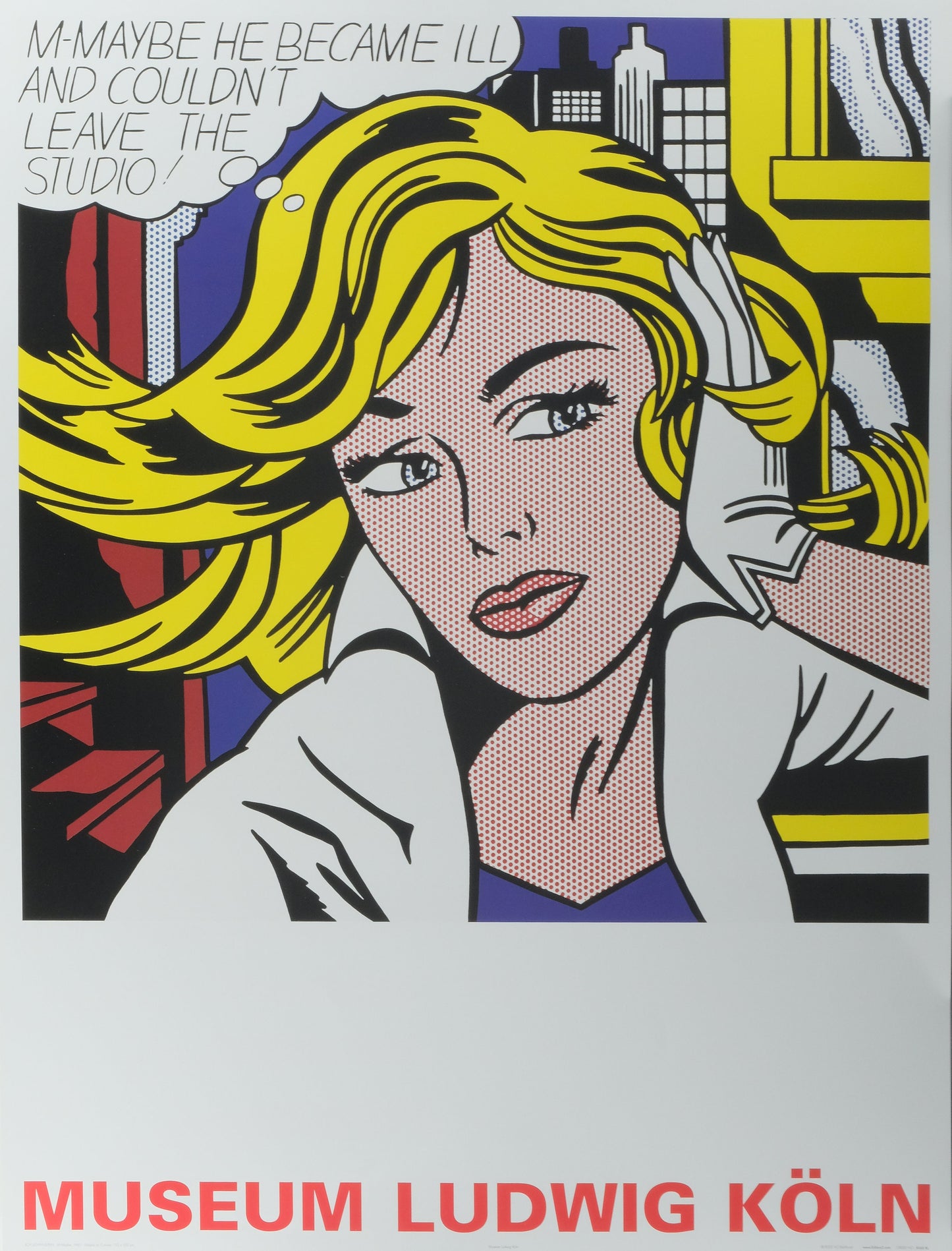Roy LICHTENSTEIN : May Be Girl - Affiche originale en couleurs
