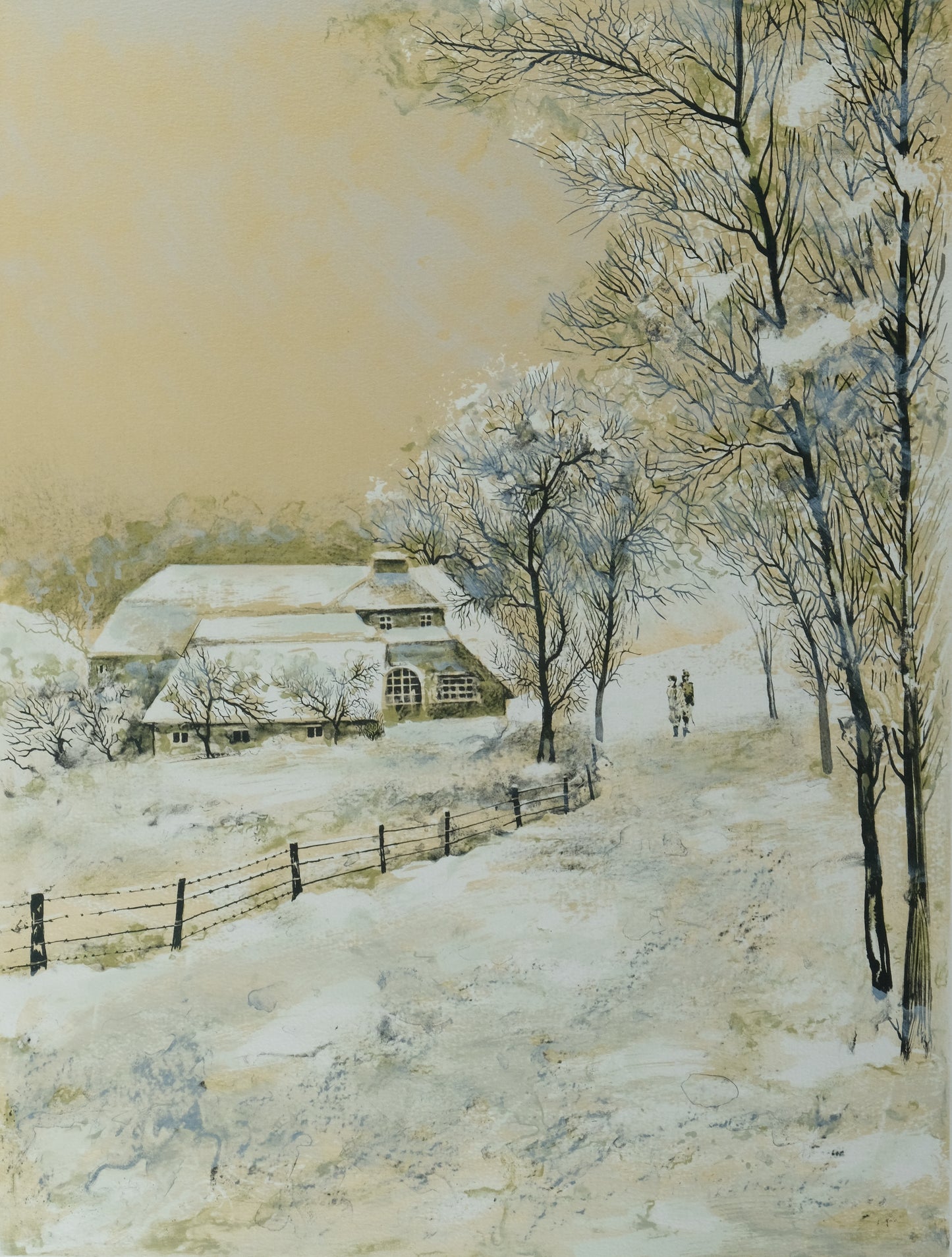Antonio RIVERA : Promenade hivernale - Lithographie originale signée
