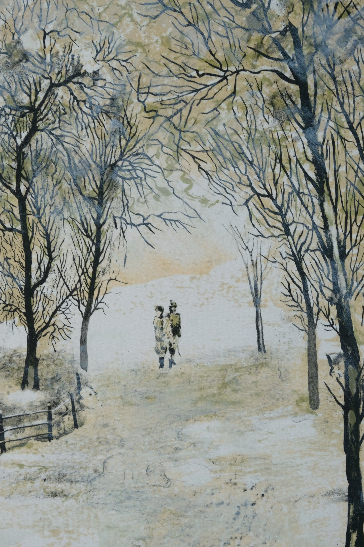 Antonio RIVERA : Promenade hivernale - Lithographie originale signée