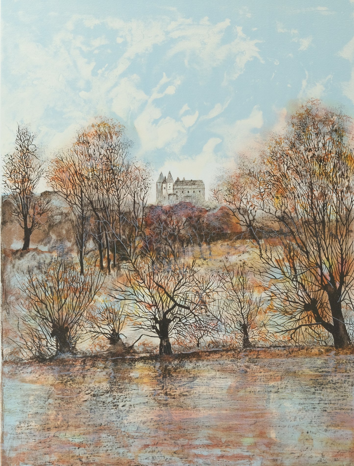 Antonio RIVERA : Château de Saumur - Lithographie originale signée