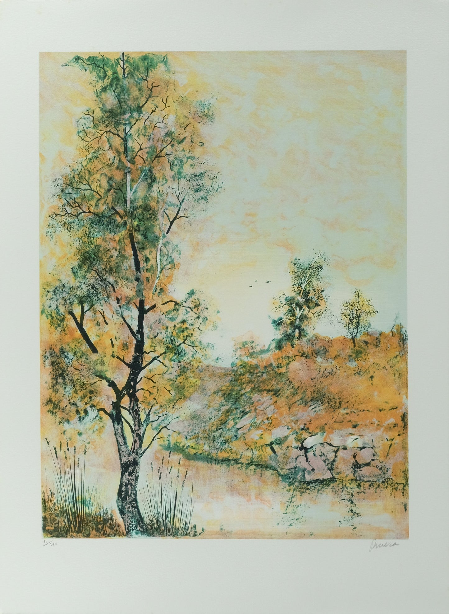 Antonio RIVERA : Au bord de la rivière - Lithographie originale signée