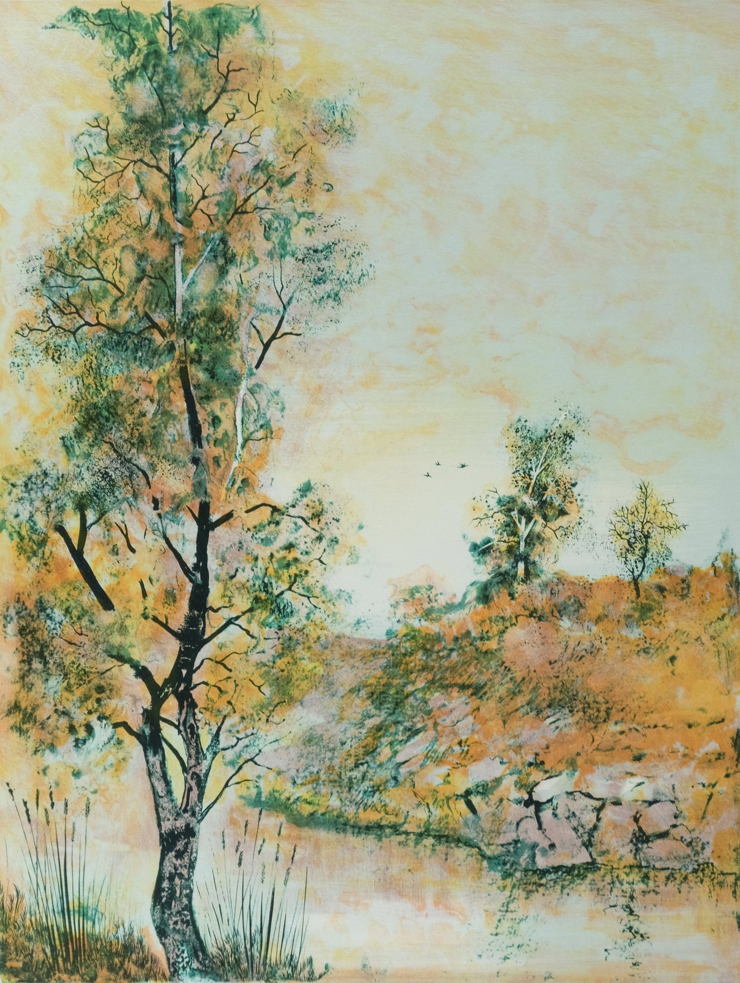 Antonio RIVERA : Au bord de la rivière - Lithographie originale signée