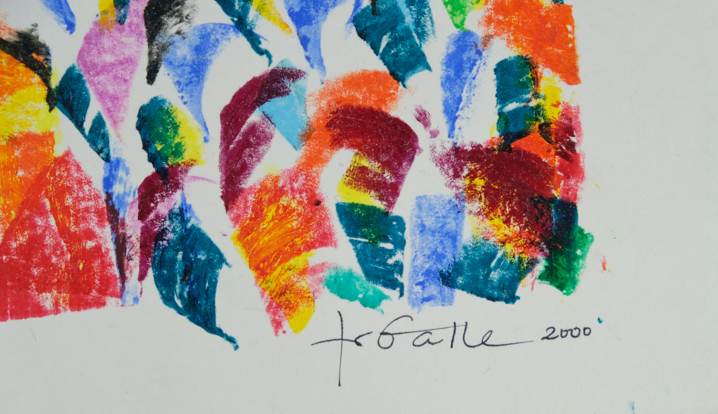 Françoise GALLE - Champs de fleurs abstraite - Pastel signé