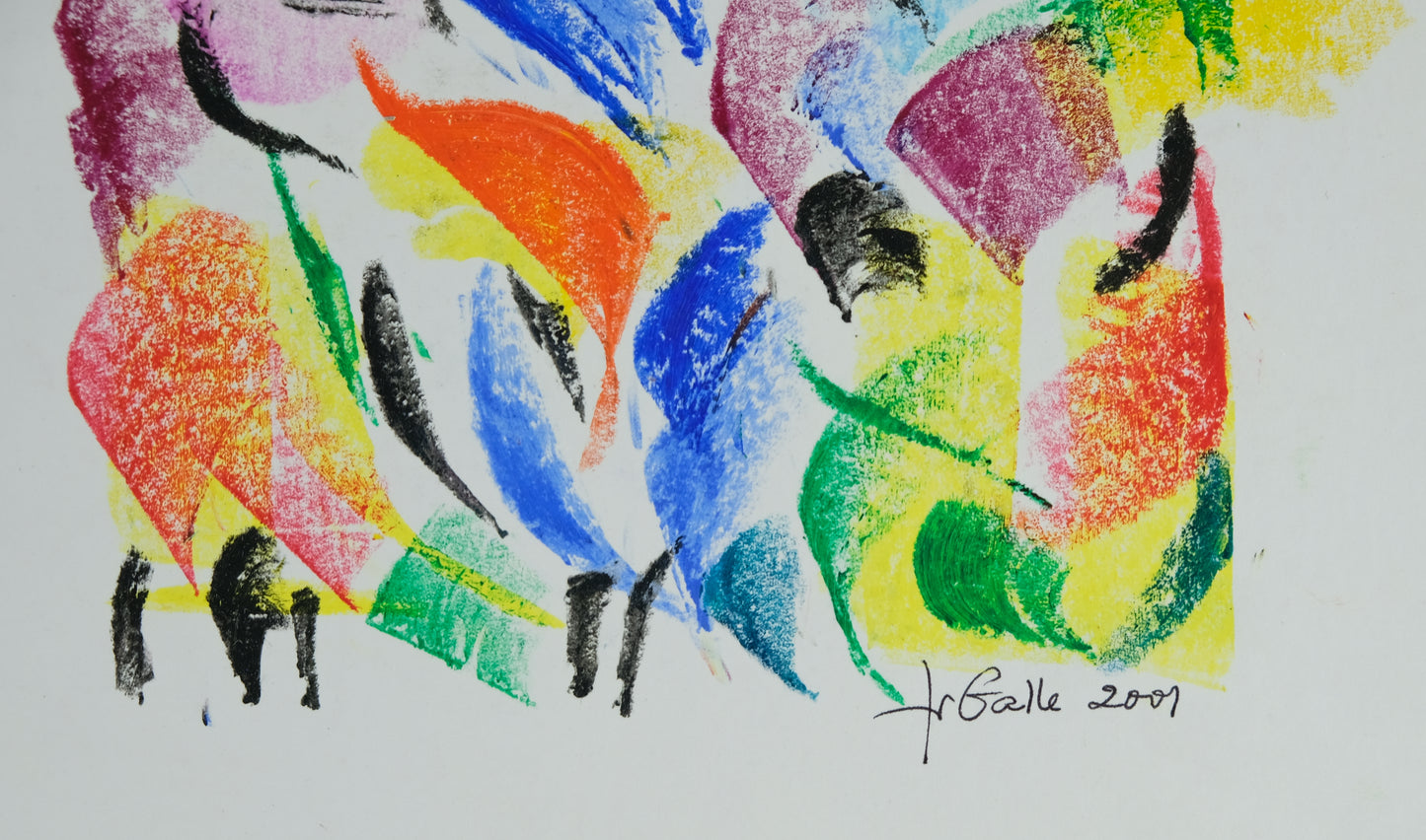 Françoise GALLE - Figures abstraites- Pastel signé