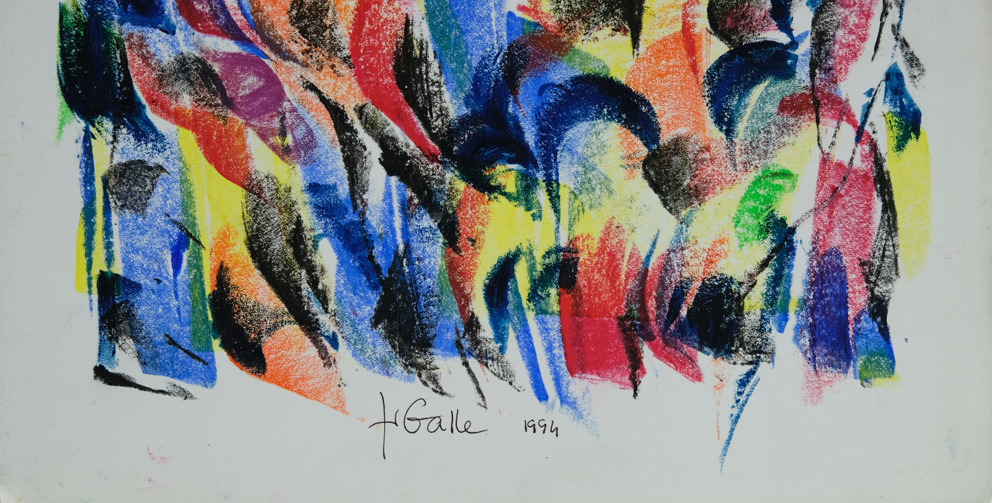 Françoise GALLE - Levé du soleil abstrait - Pastel signé