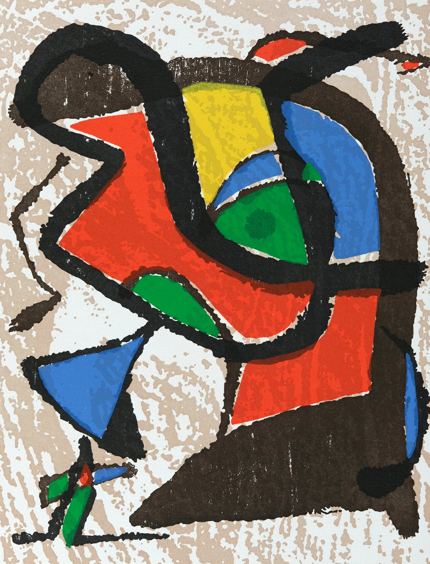Joan MIRO : Femme et oiseau - Gravure originale en couleurs