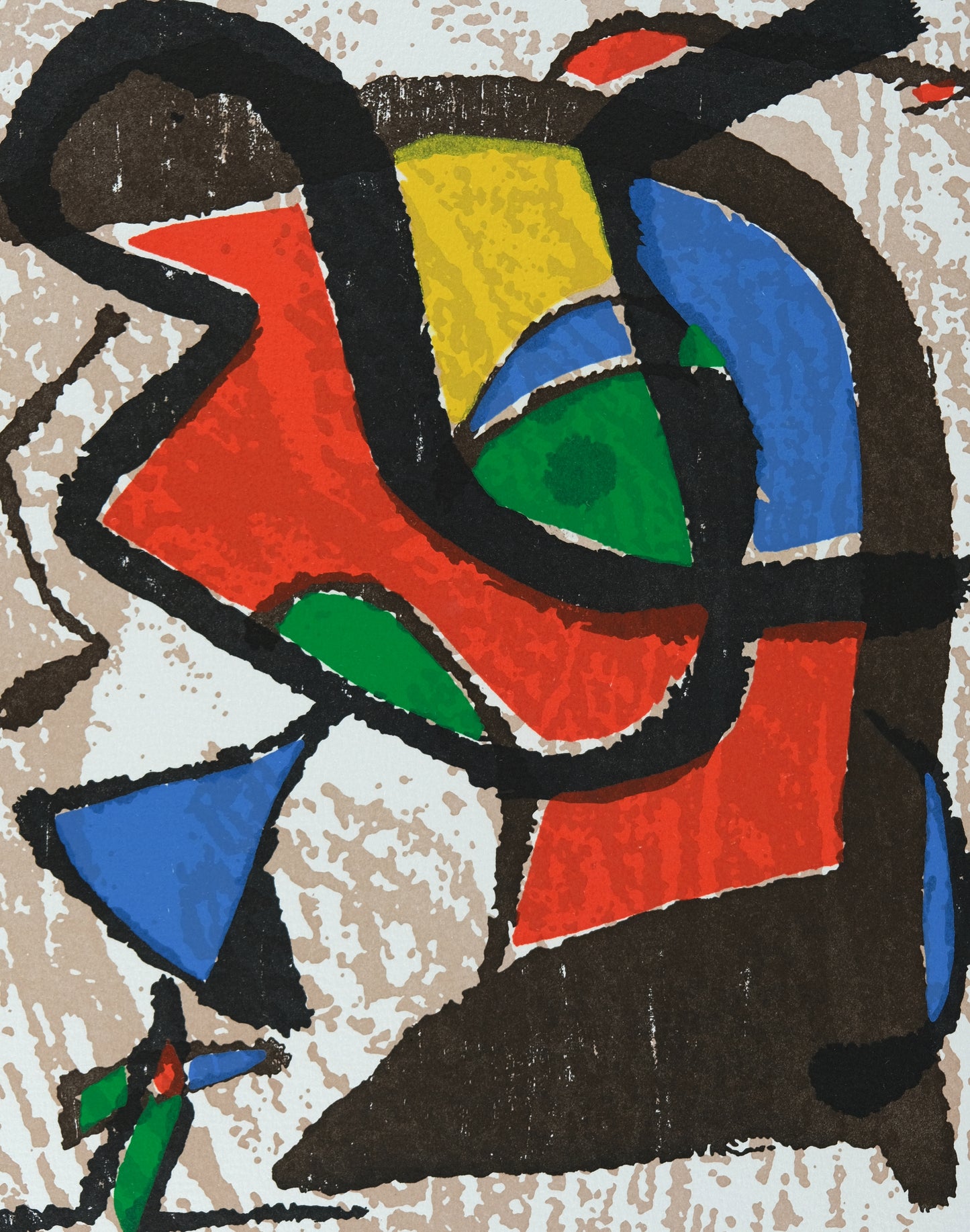 Joan MIRO : Femme et oiseau - Gravure originale en couleurs