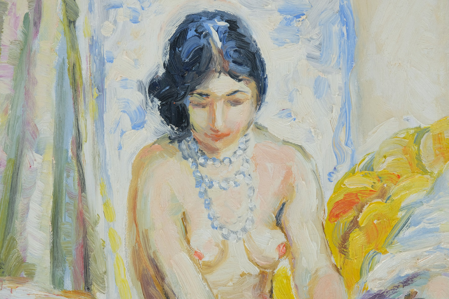 Katia PISSARRO : Nu aux fruits - Huile sur toile signée
