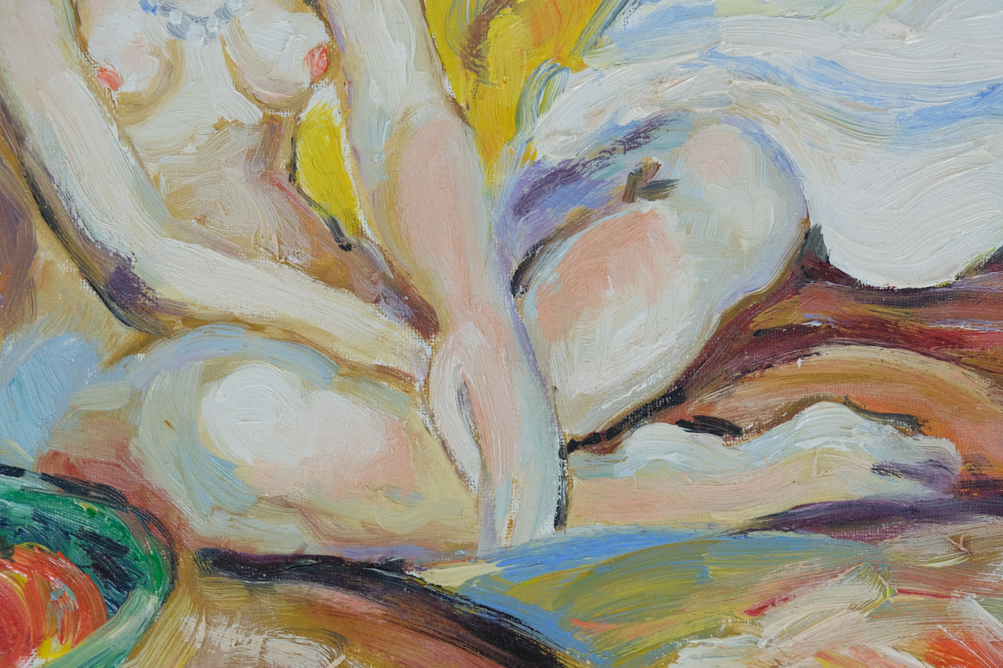Katia PISSARRO : Nu aux fruits - Huile sur toile signée
