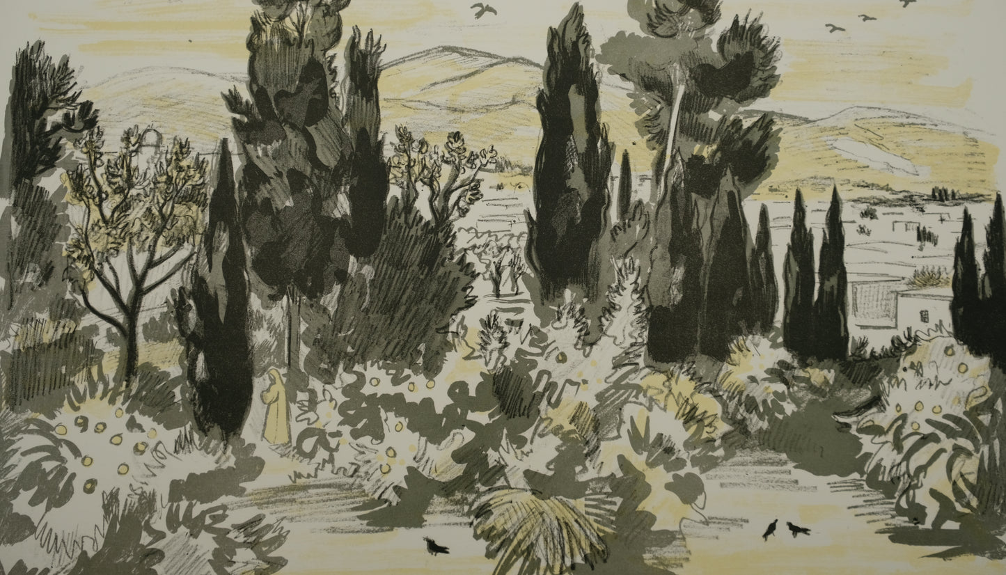 Yves BRAYER : Jardin à Chiraz - Lithographie originale signée