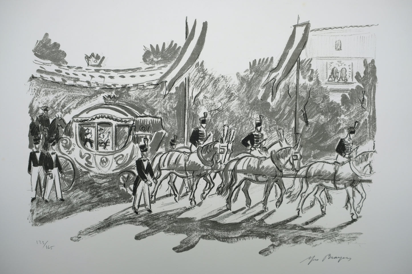 Yves BRAYER : Le carrosse du couronnement - Lithographie originale signée