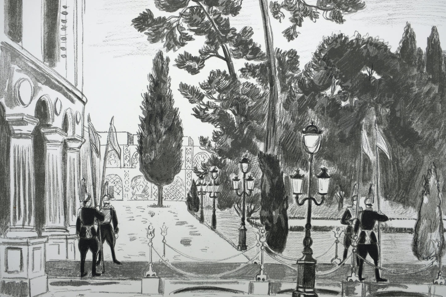 Yves BRAYER : L'entrée du Palais du Golestan - Lithographie originale signée