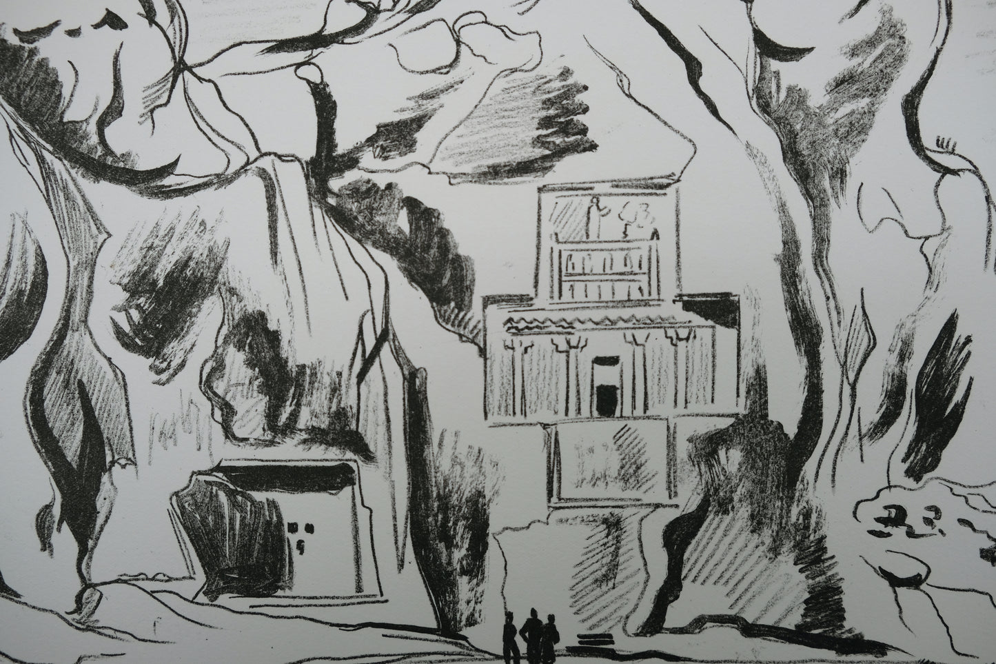 Yves BRAYER : Les tombeaux des rois Achemenides - Lithographie originale signée