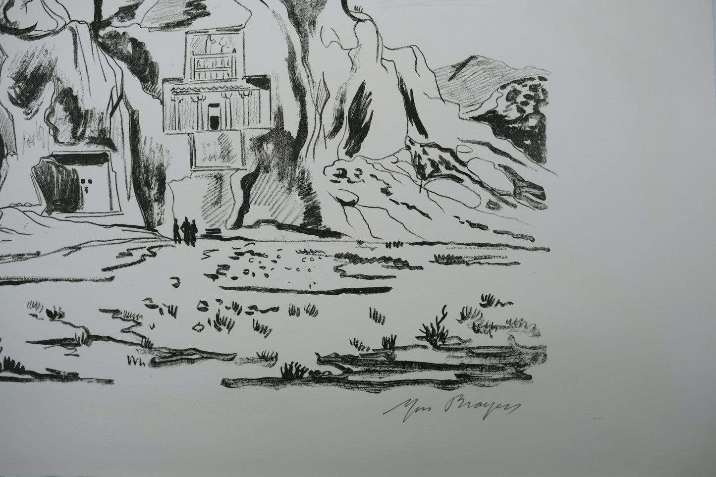 Yves BRAYER : Les tombeaux des rois Achemenides - Lithographie originale signée