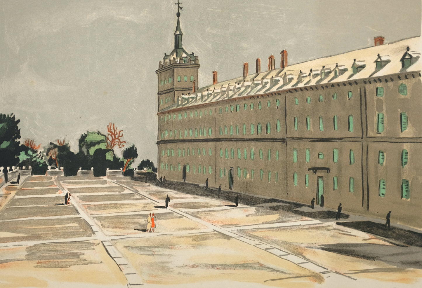 Yves BRAYER : Palais de l'Escorial - Lithographie originale signée