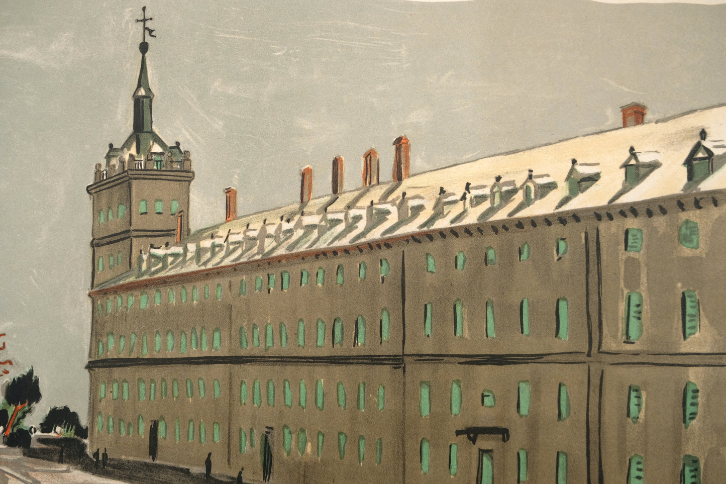 Yves BRAYER : Palais de l'Escorial - Lithographie originale signée