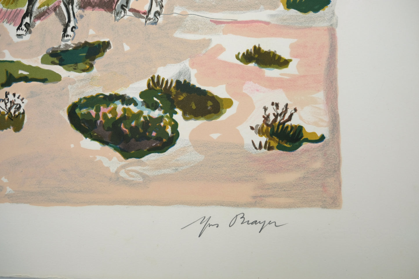 Yves BRAYER : Cheval au bord de l'étang - Lithographie originale signée