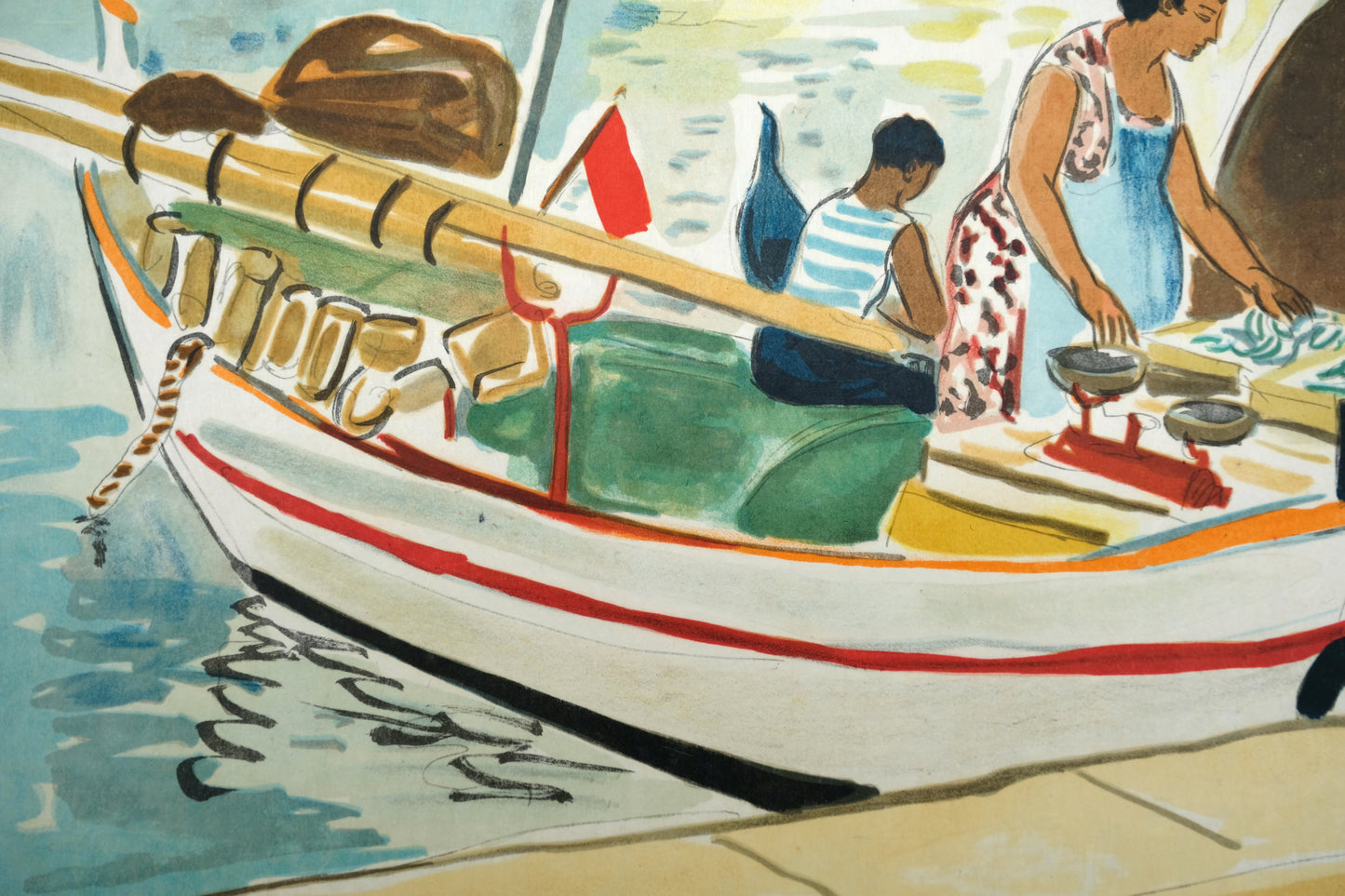 Yves BRAYER : Marchands du Vieux-Port - Lithographie originale signée