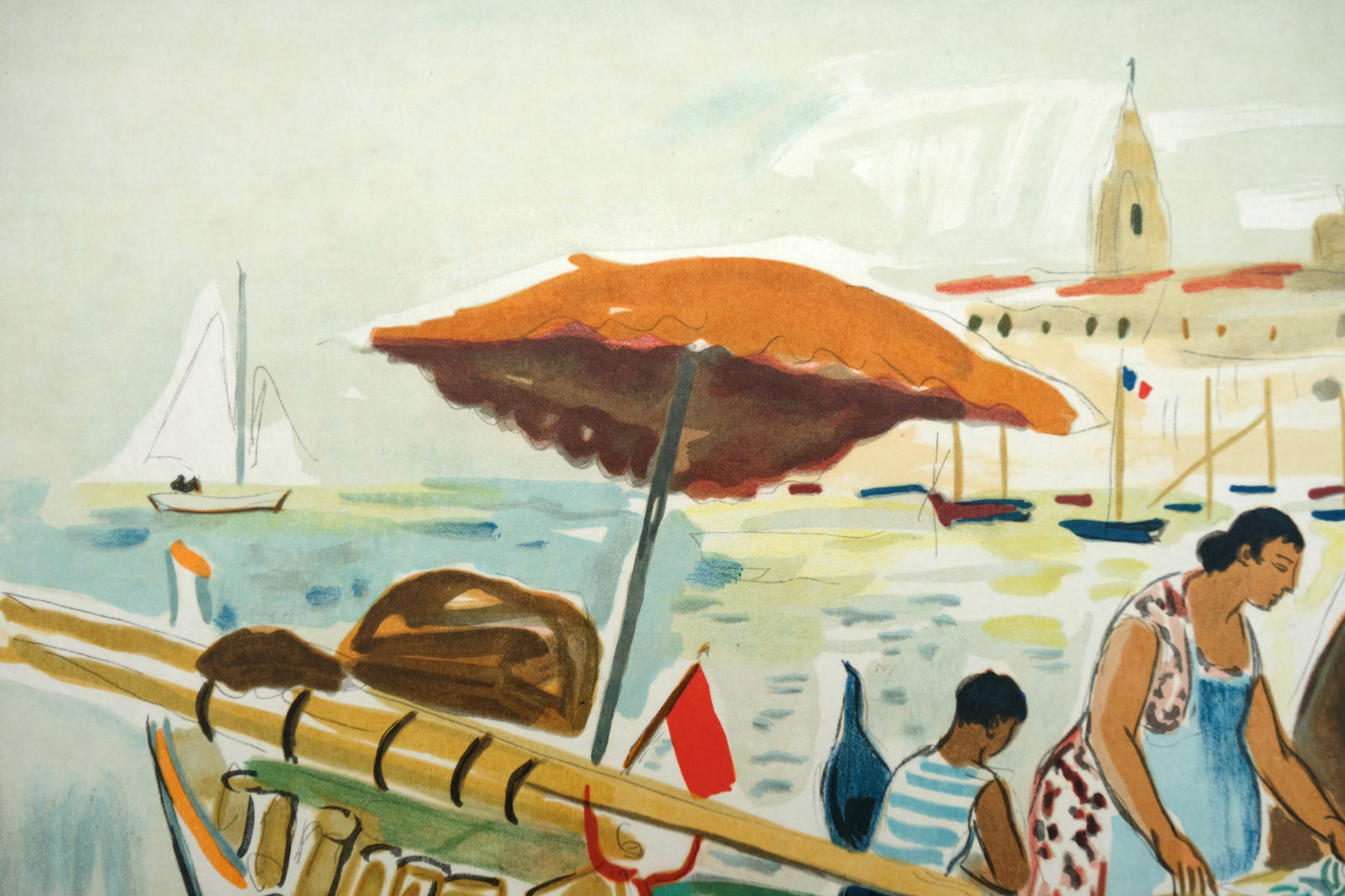 Yves BRAYER : Marchands du Vieux-Port - Lithographie originale signée