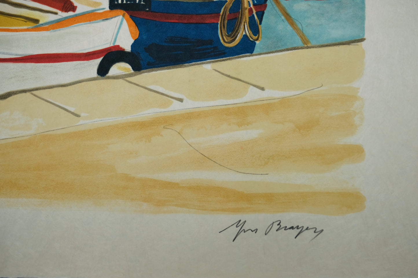 Yves BRAYER : Marchands du Vieux-Port - Lithographie originale signée