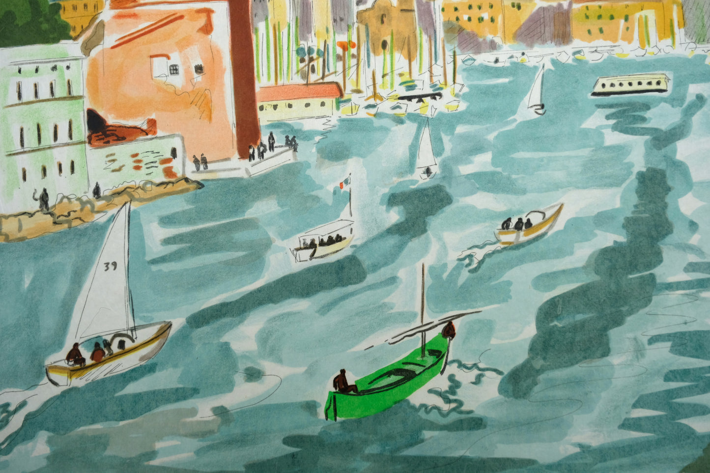 Yves BRAYER : La passe du Vieux-Port - Lithographie originale signée