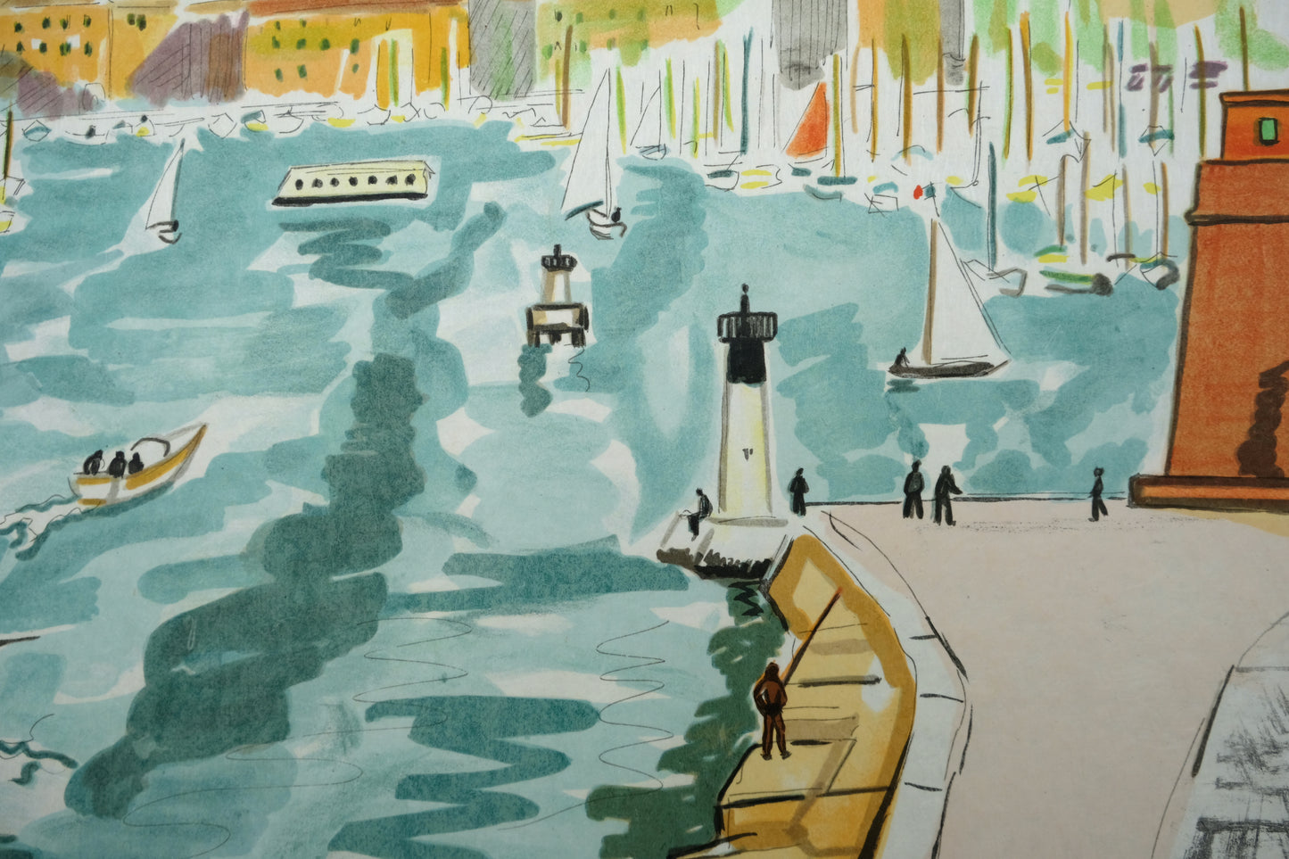 Yves BRAYER : La passe du Vieux-Port - Lithographie originale signée