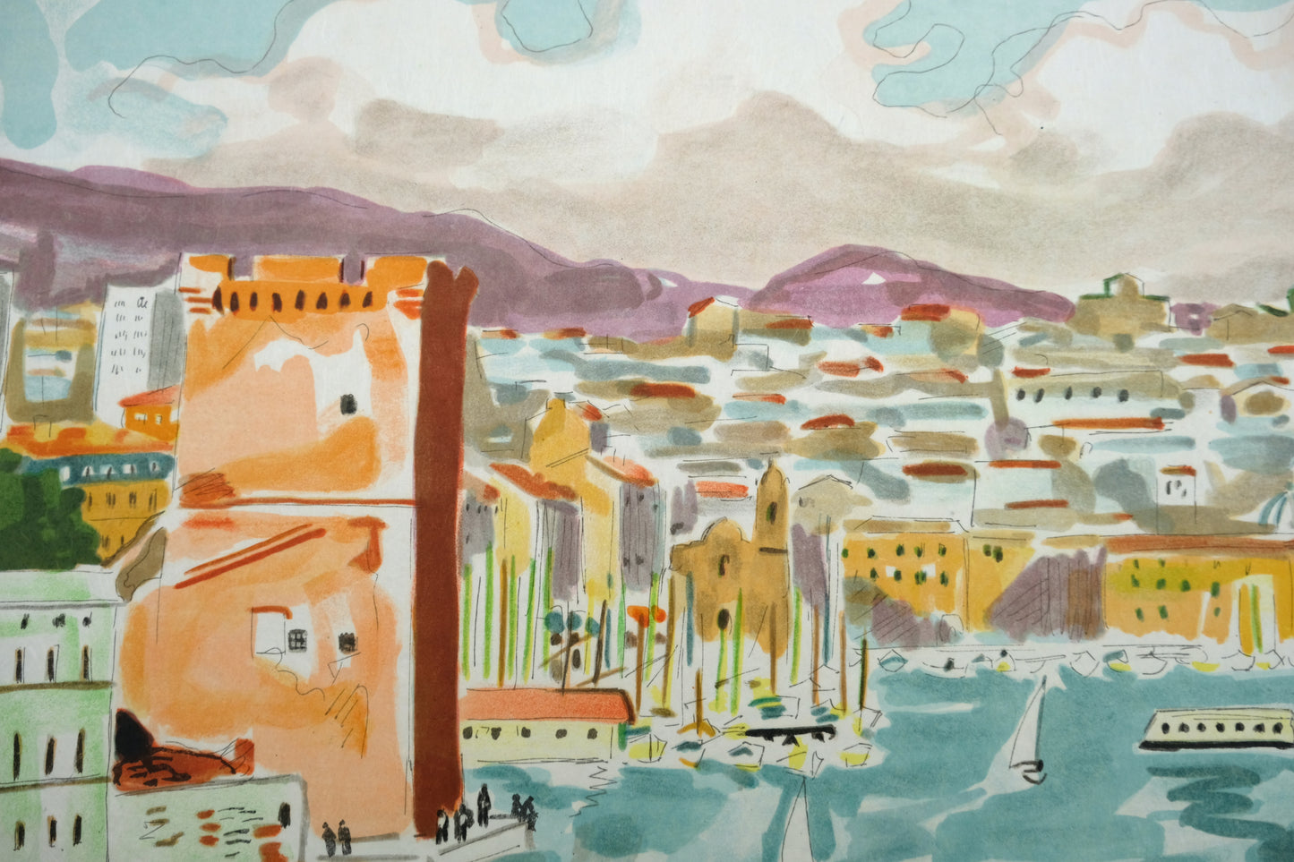 Yves BRAYER : La passe du Vieux-Port - Lithographie originale signée