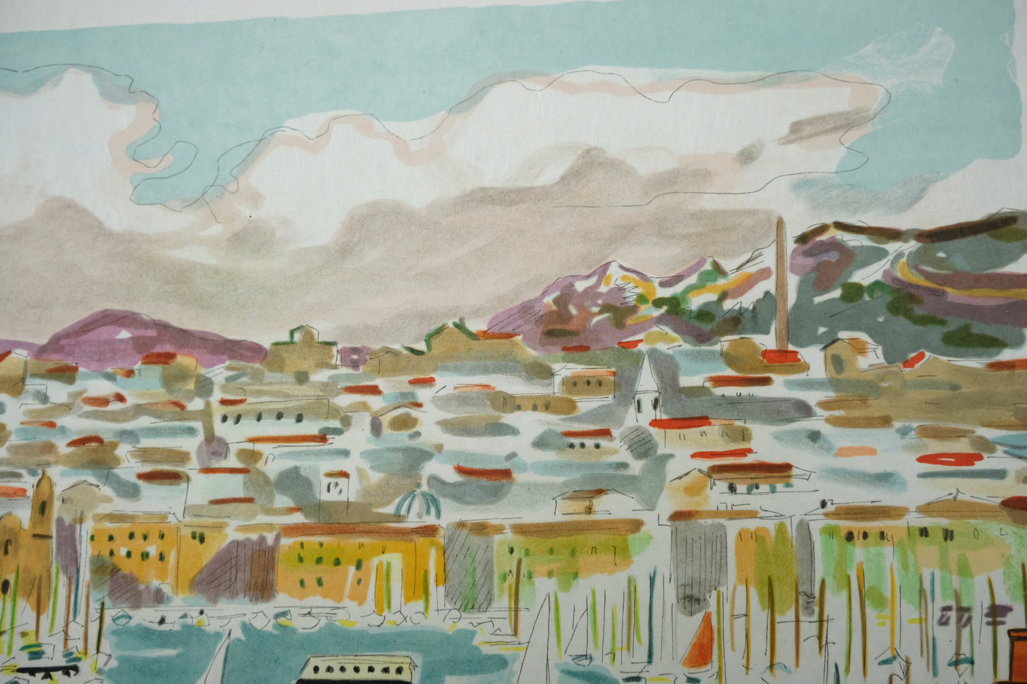 Yves BRAYER : La passe du Vieux-Port - Lithographie originale signée