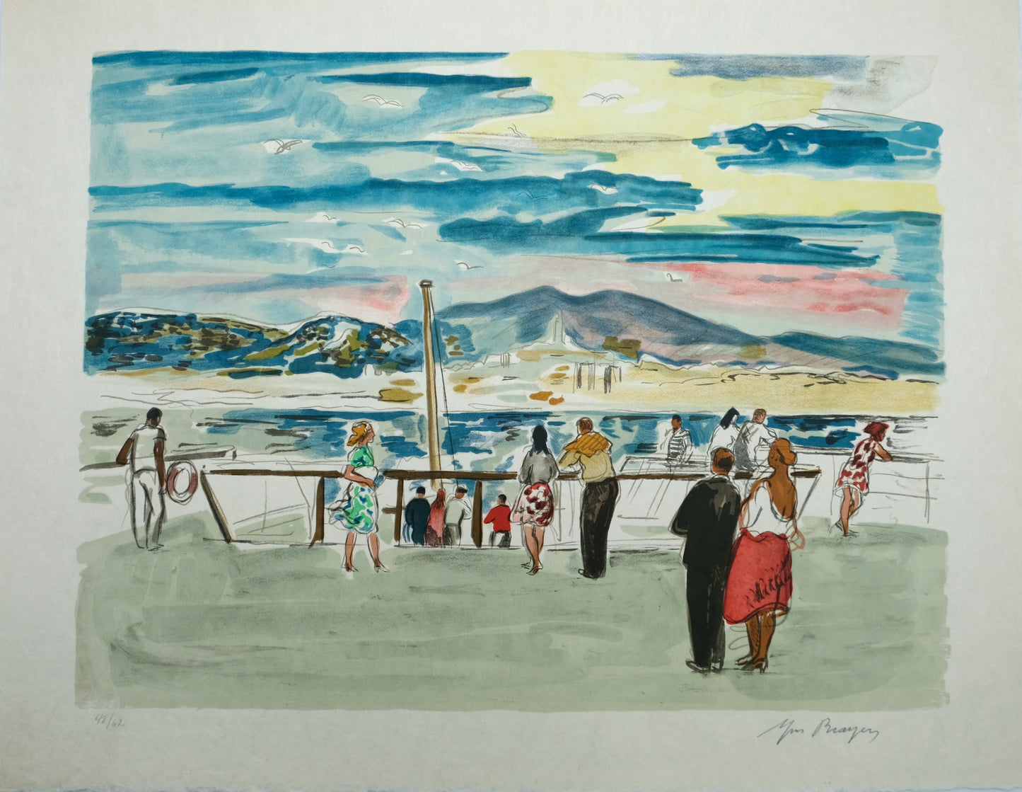 Yves BRAYER : La Corniche - Lithographie originale signée