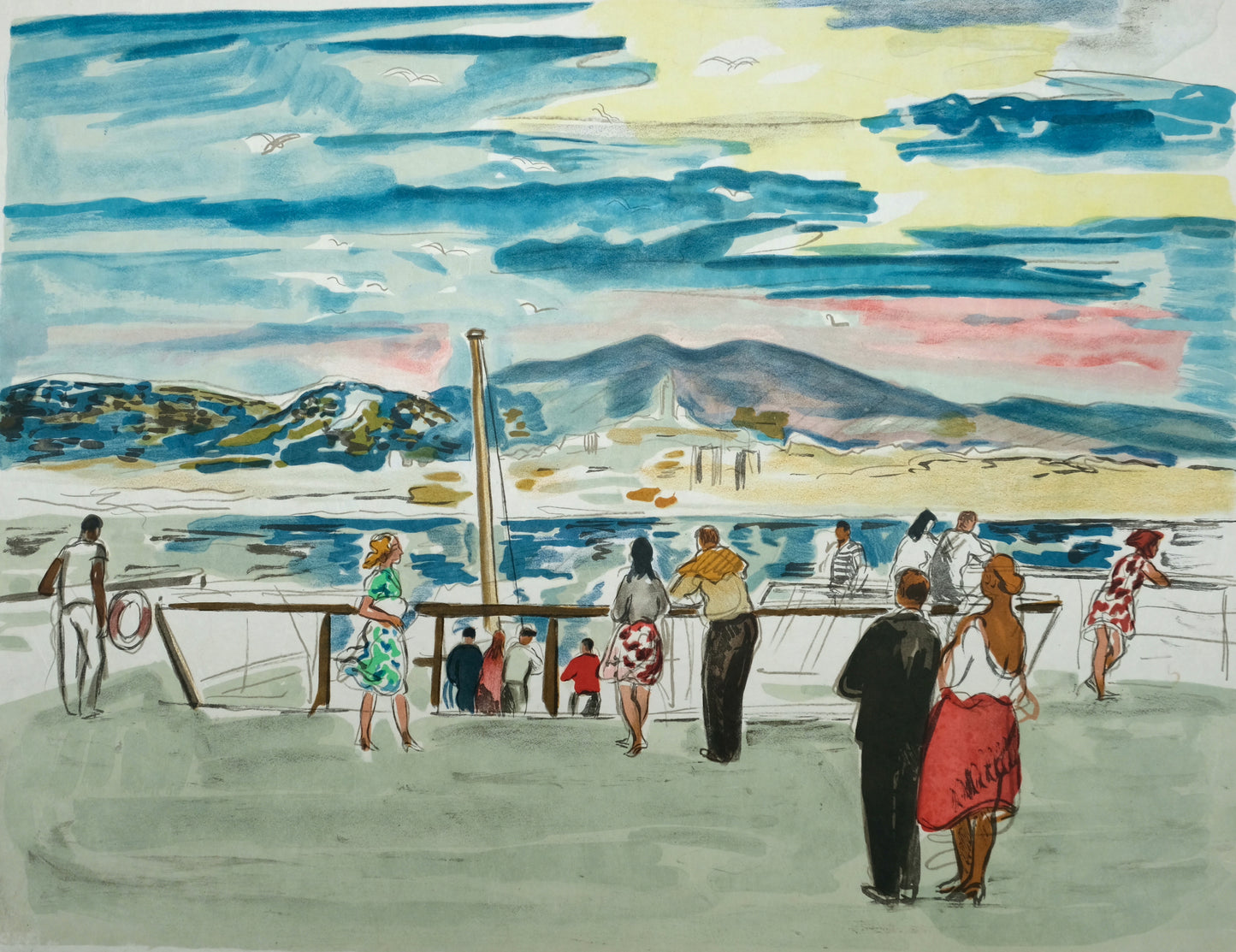 Yves BRAYER : La Corniche - Lithographie originale signée