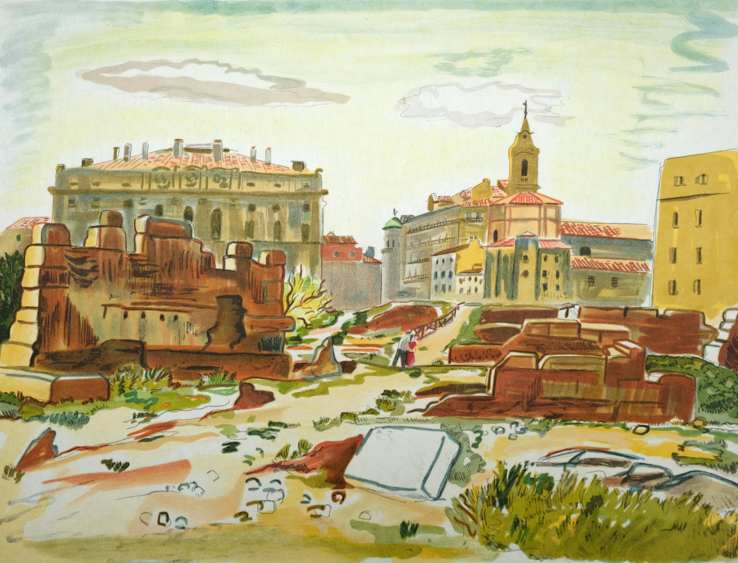 Yves BRAYER : Les fouilles de Massalia - Lithographie originale signée