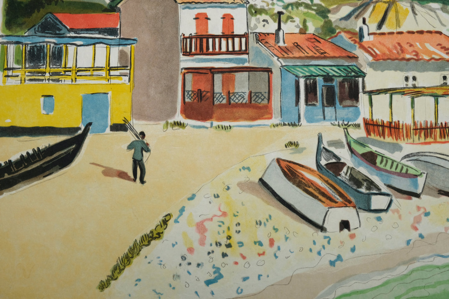Yves BRAYER : Le port de pêche de Callelongue - Lithographie originale signée
