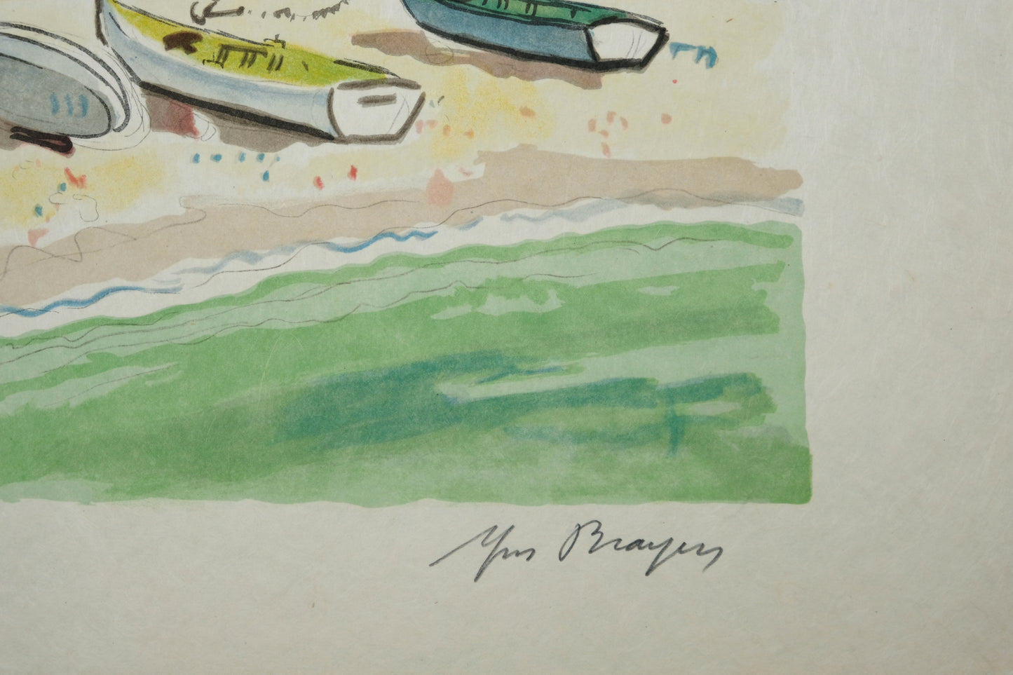 Yves BRAYER : Le port de pêche de Callelongue - Lithographie originale signée