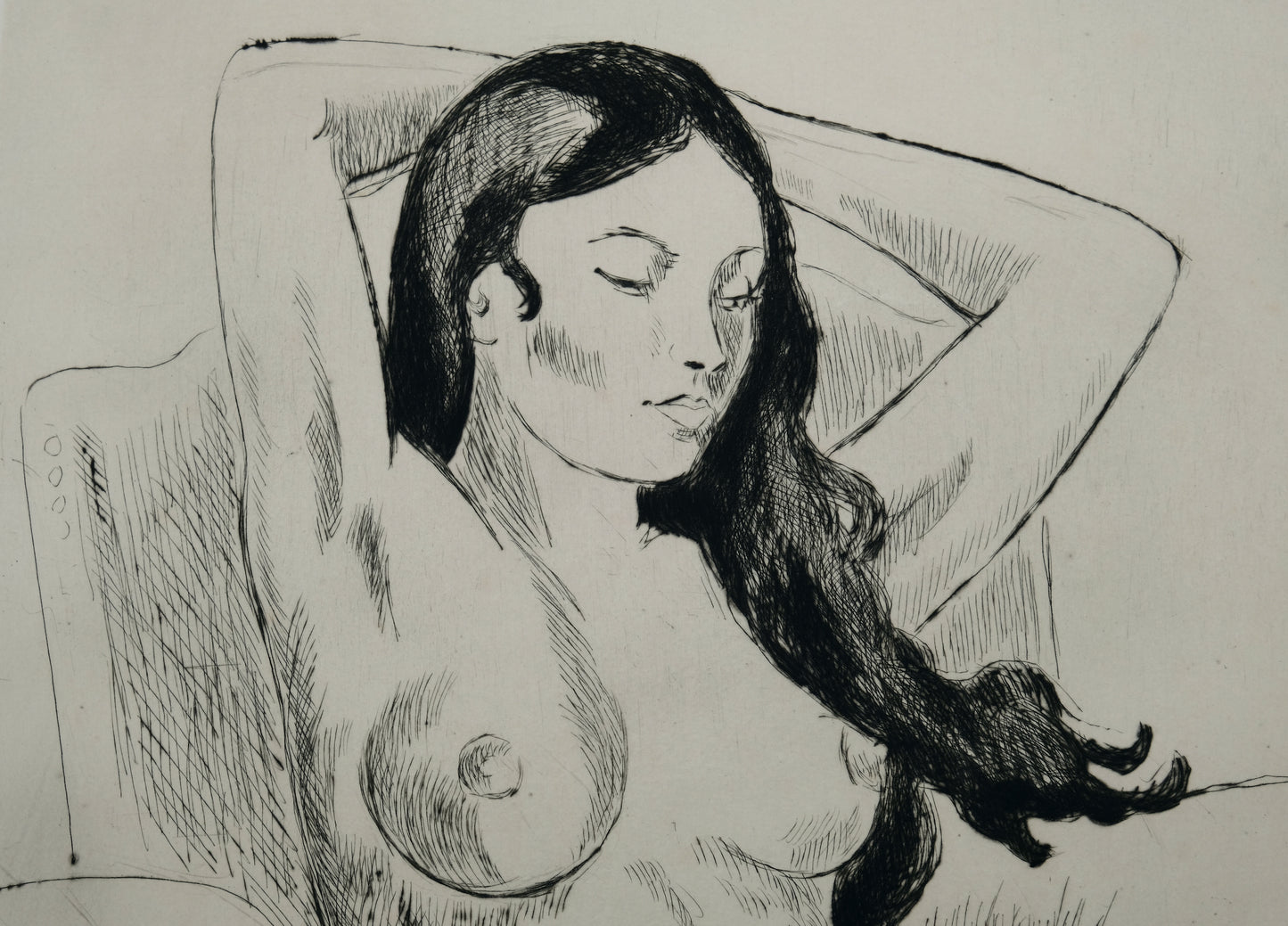 Yves BRAYER : Nu aux bras levés - Gravure originale signée