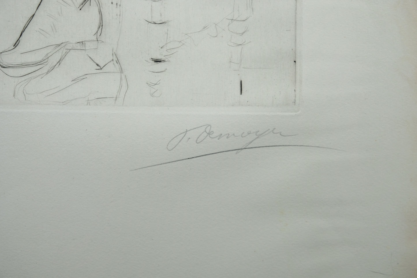 François DESNOYER : La femme accoudée au guéridon - Gravure originale signée