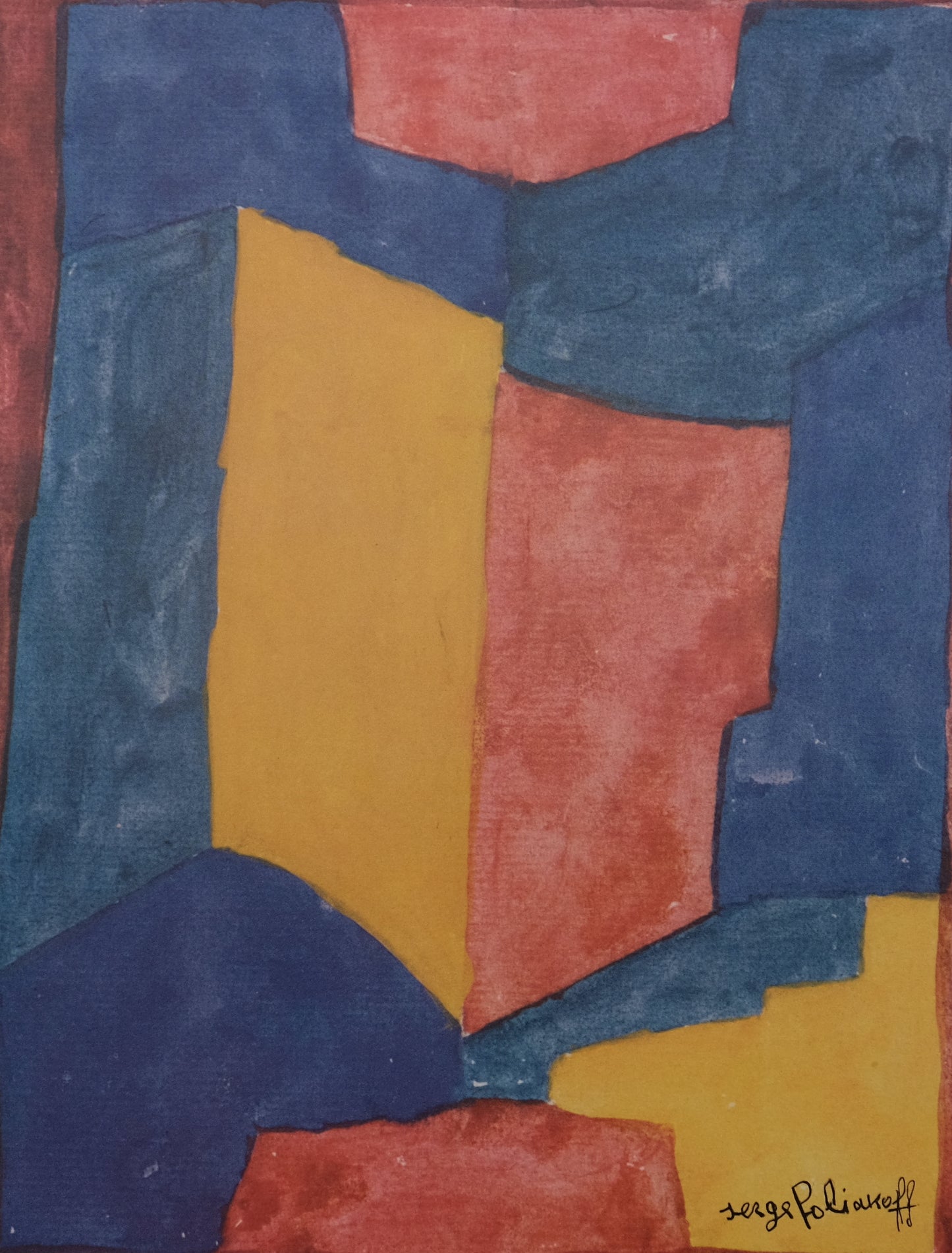 Serge POLIAKOFF : Composition bleue, rouge et jaune - Lithographie