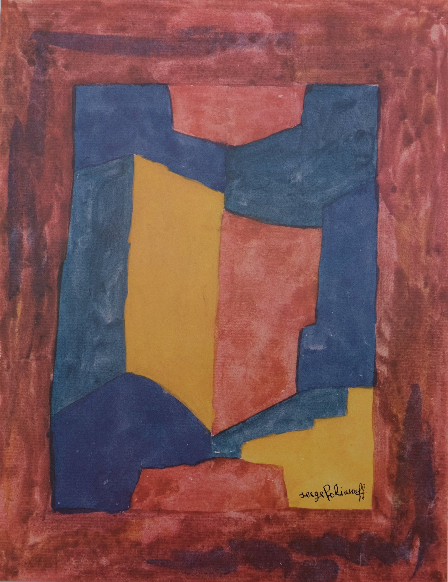 Serge POLIAKOFF : Composition bleue, rouge et jaune - Lithographie