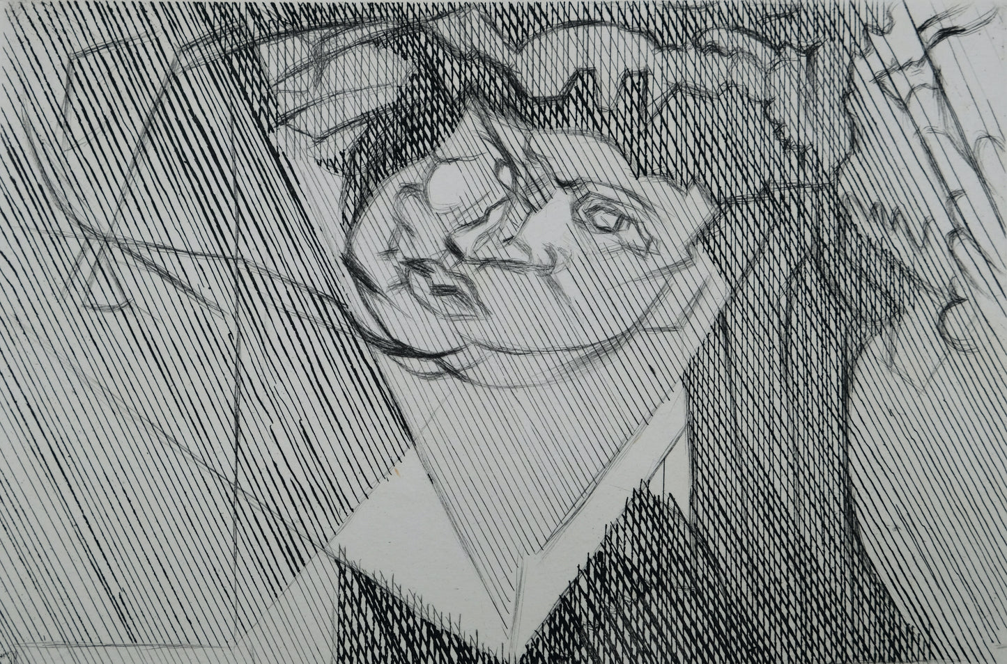 Jacques VILLON : Homme cubiste - Gravure originale signée