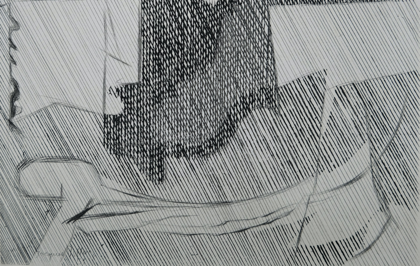 Jacques VILLON : Homme cubiste - Gravure originale signée