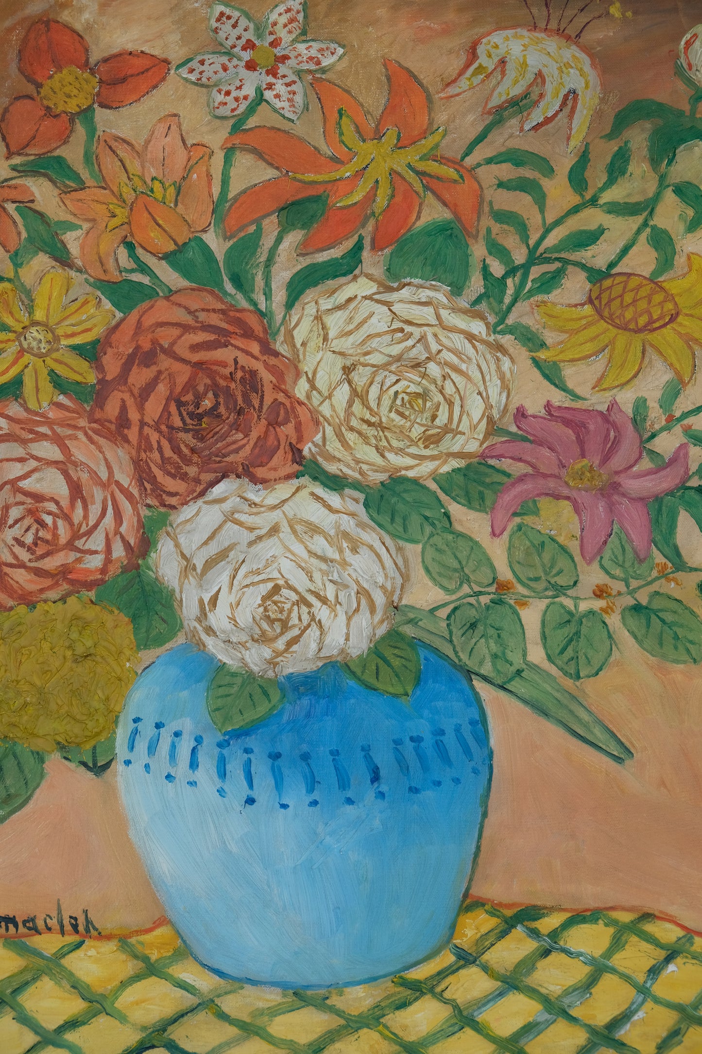 Elisée MACLET : Bouquet de fleurs - Huile sur toile signée