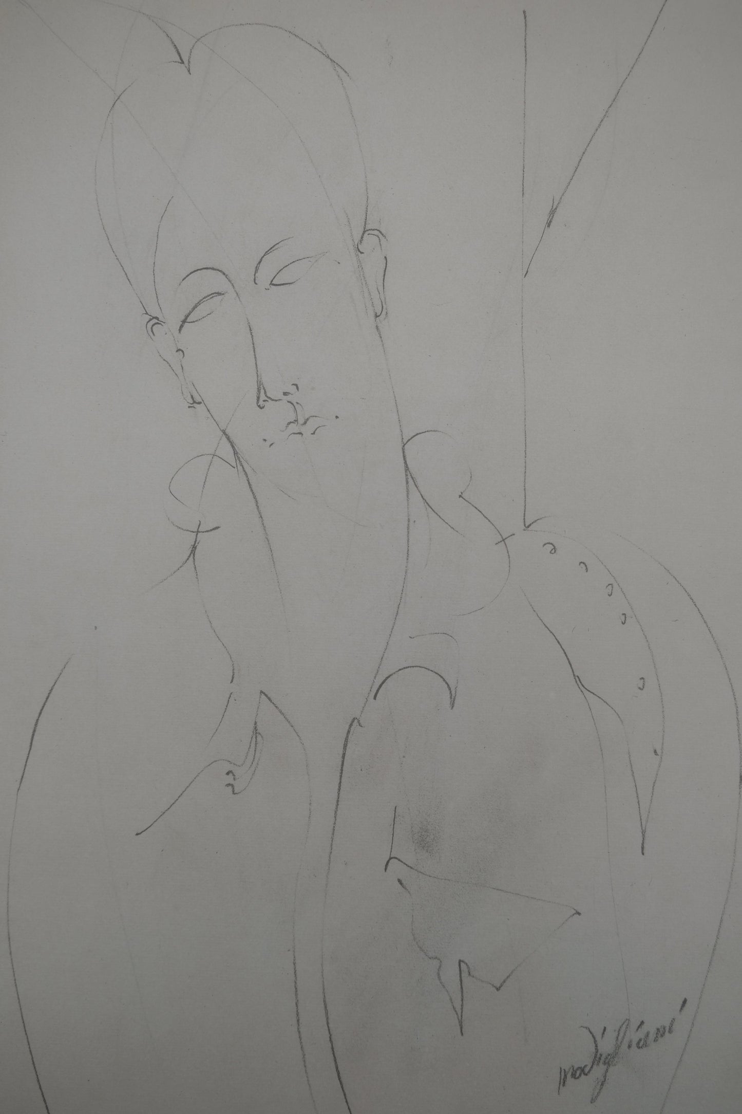 Amedeo MODIGLIANI : Portrait de Lunia pensive - Lithographie signée