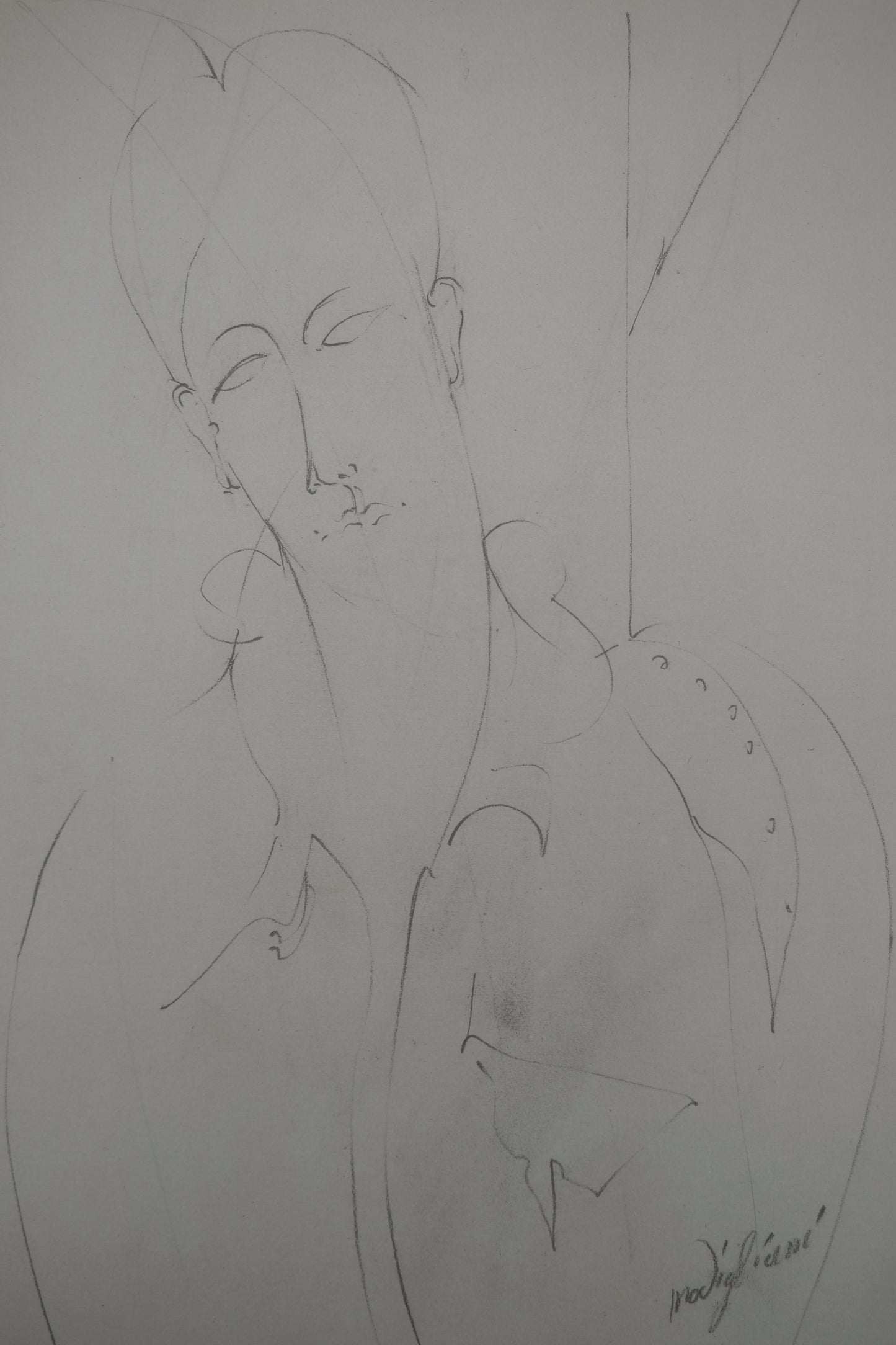 Amedeo MODIGLIANI : Portrait de Lunia pensive - Lithographie signée