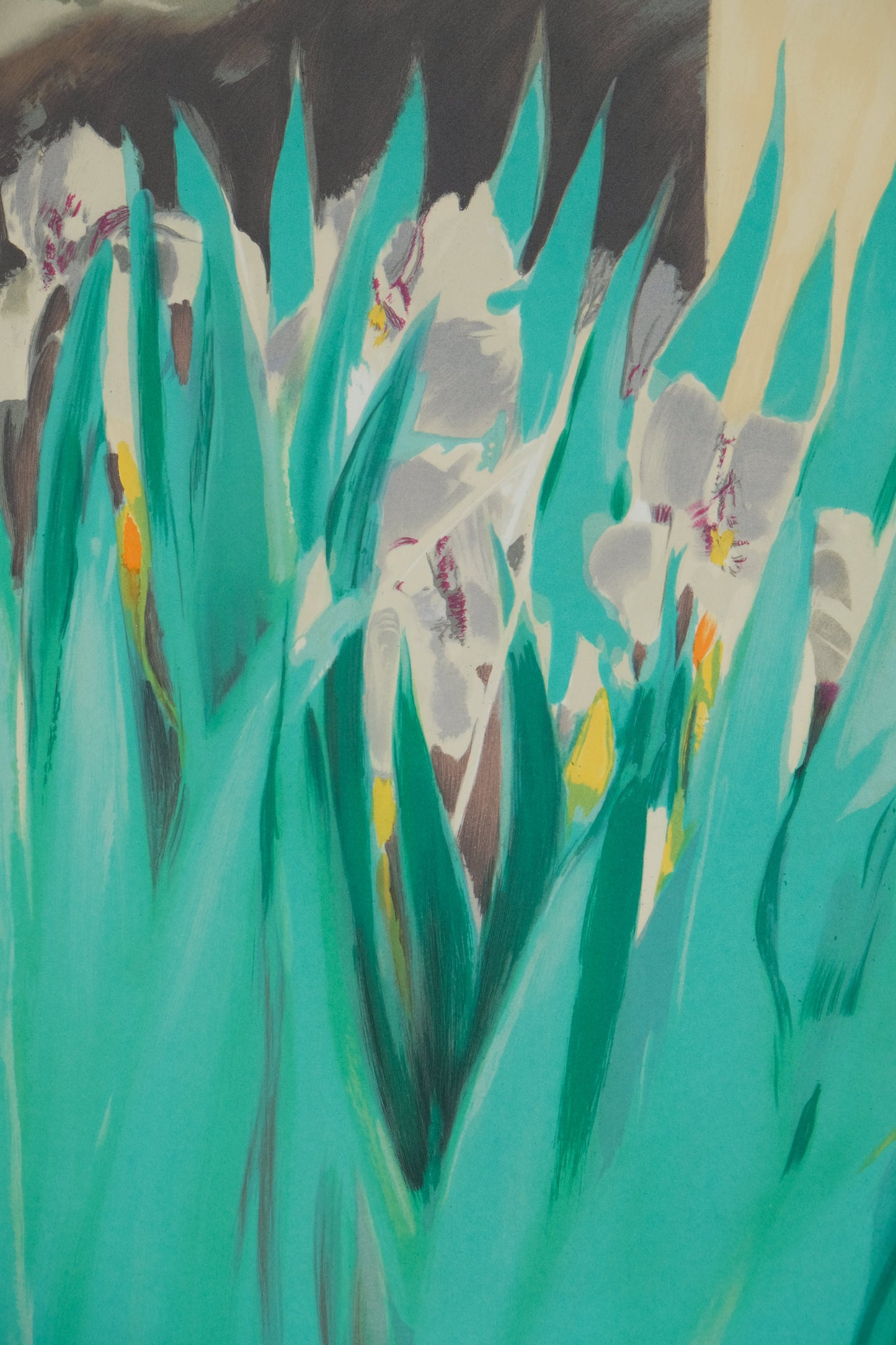 Claude HEMERET : Iris blancs - Lithographie originale signée