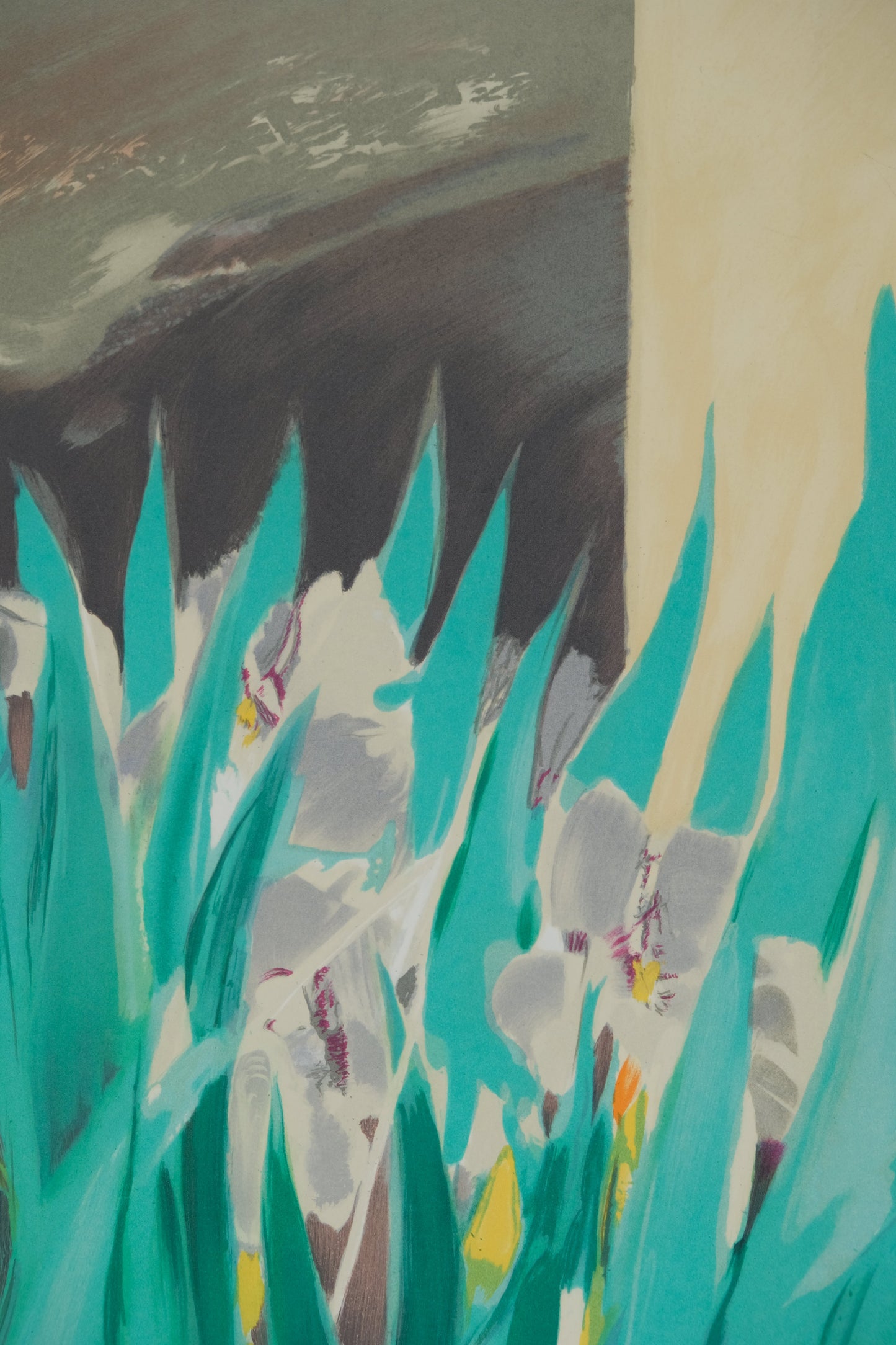 Claude HEMERET : Iris blancs - Lithographie originale signée