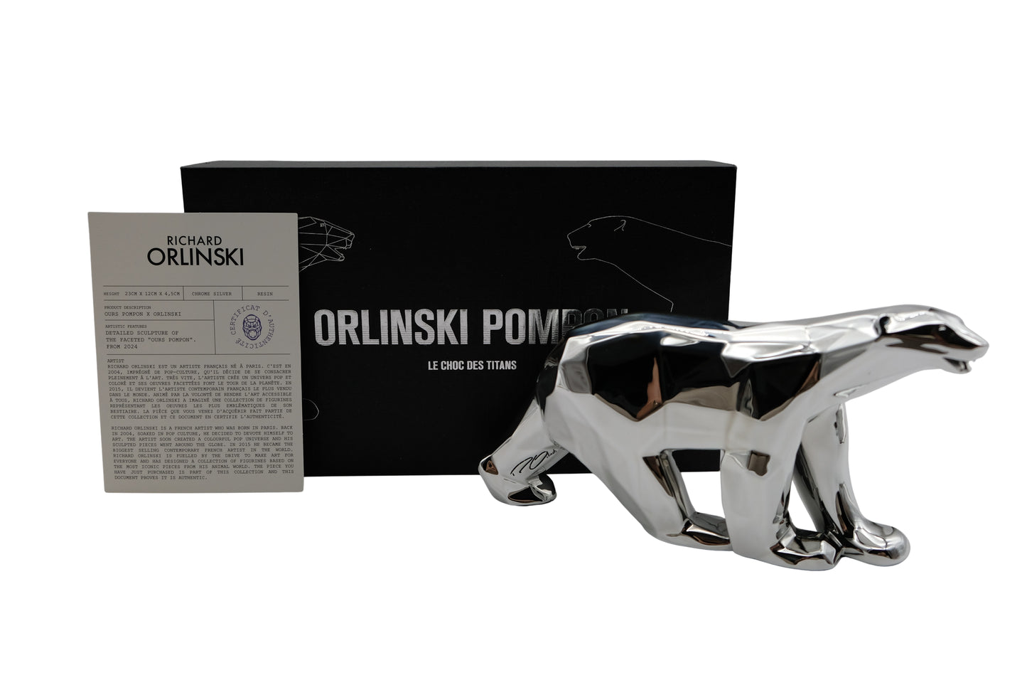 Richard ORLINSKI : Ours Pompon (Silver edition) - Sculpture originale