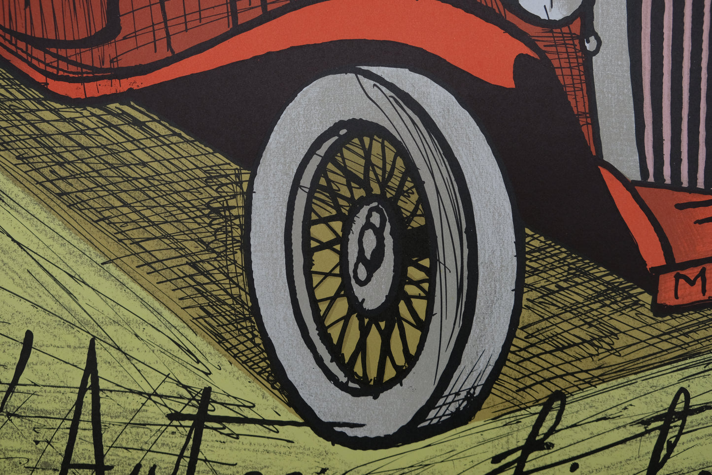 Bernard BUFFET : L'automobile - Lithographie originale signée